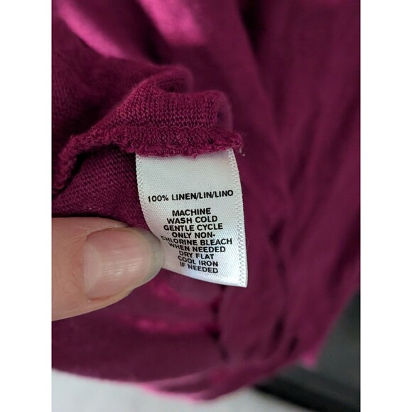 Ann Taylor Loft Magenta 100% Linen Blouse Size Small Short Sleeve - Picture 4 of 4